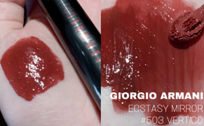 阿玛尼新品水光唇釉503#Vertigo试色，这支碎钻肉桂色绝了！